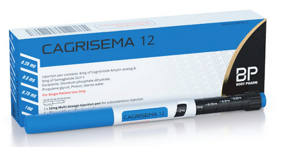 Cagrisema 12 injection pen and packaging on a white background
