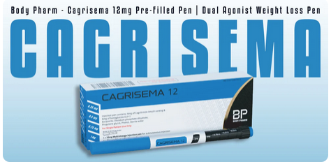 Cagrisema packaging with pen on a light blue background